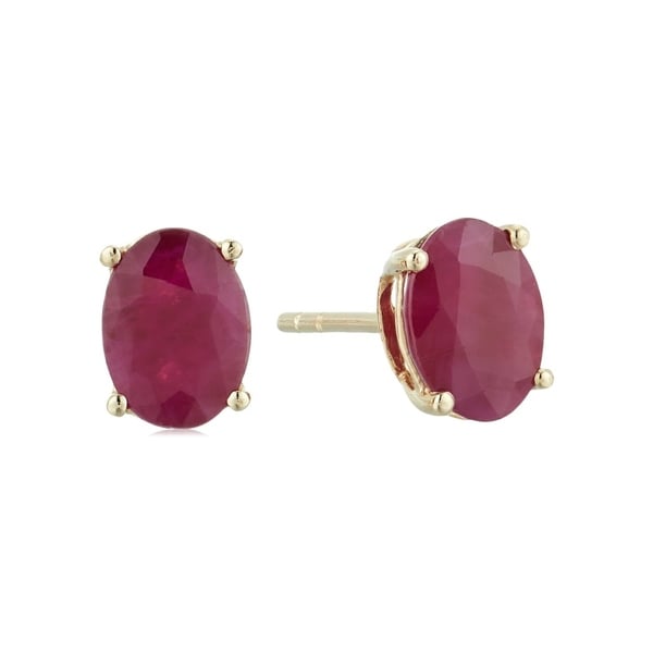 Pinctore 10k Yellow Gold Genuine Ruby Oval Stud Earrings Red Pinctore 10k Yellow Gold Genuine Ruby Oval Stud Earrings Red
