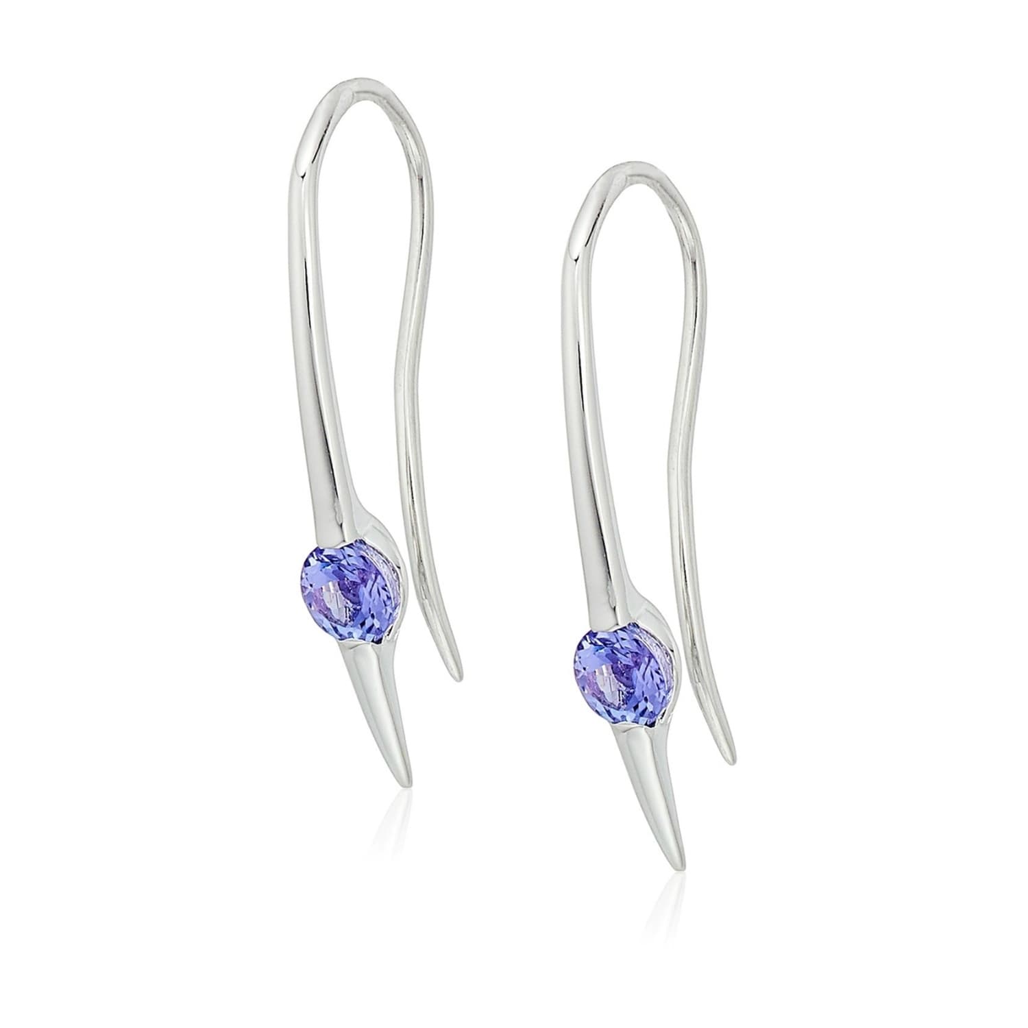 Pinctore Sterling Silver Tanzanite Wire Drop Earrings
