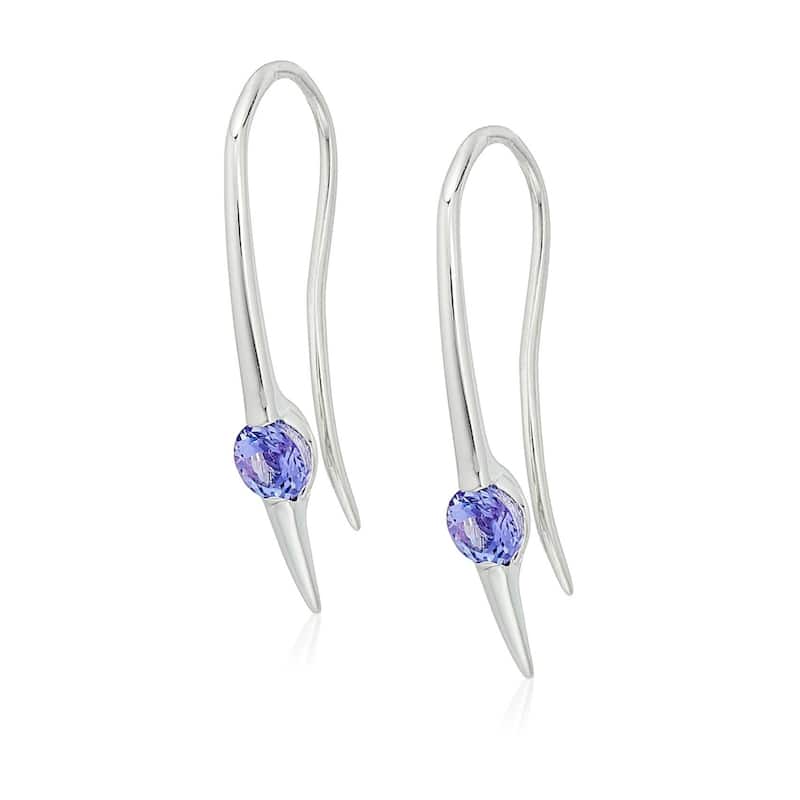 Sterling Silver Tanzanite Wire Drop Earrings