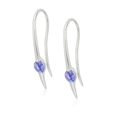 Sterling Silver Tanzanite Wire Drop Earrings