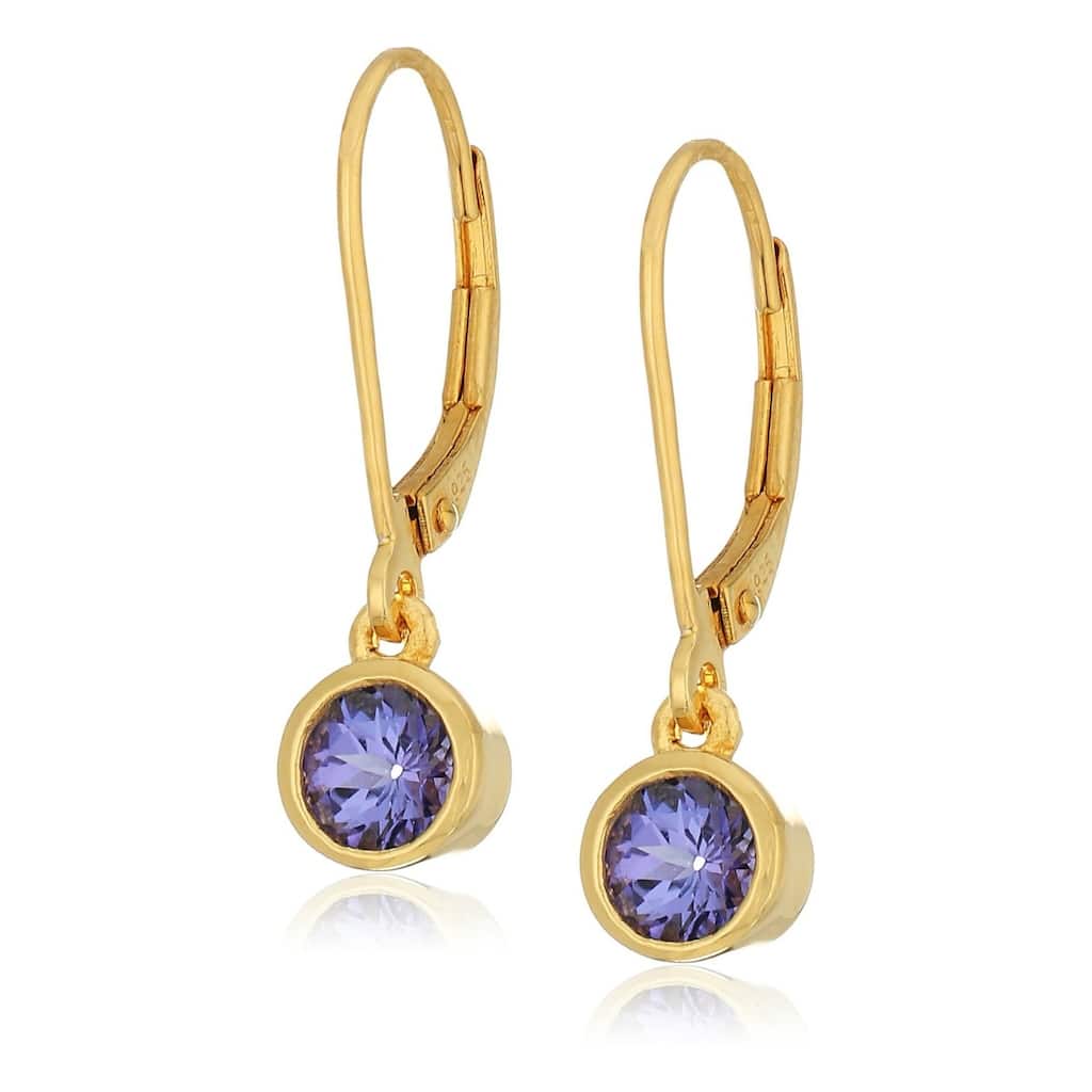 Silver Tanzanite Lever Dangle Earrings - Blue