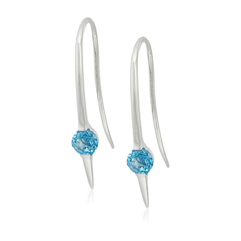 Sterling Silver Swiss Blue Topaz Wire Drop Earrings