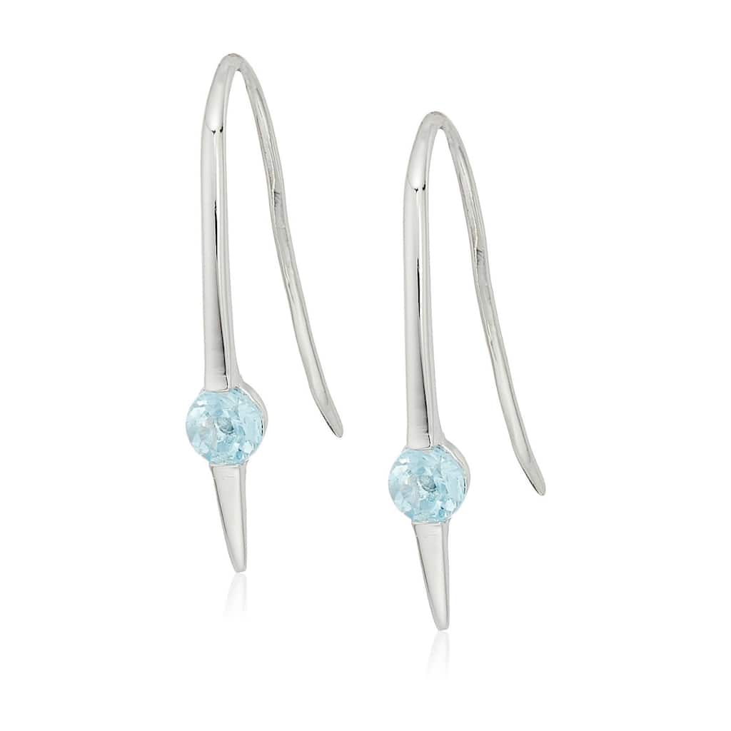 Sterling Silver Sky blue topaz Wire Drop Earrings