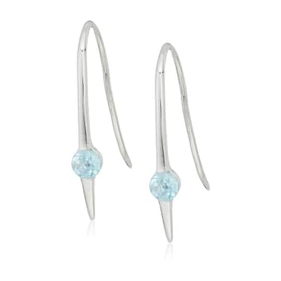 Sterling Silver Sky blue topaz Wire Drop Earrings