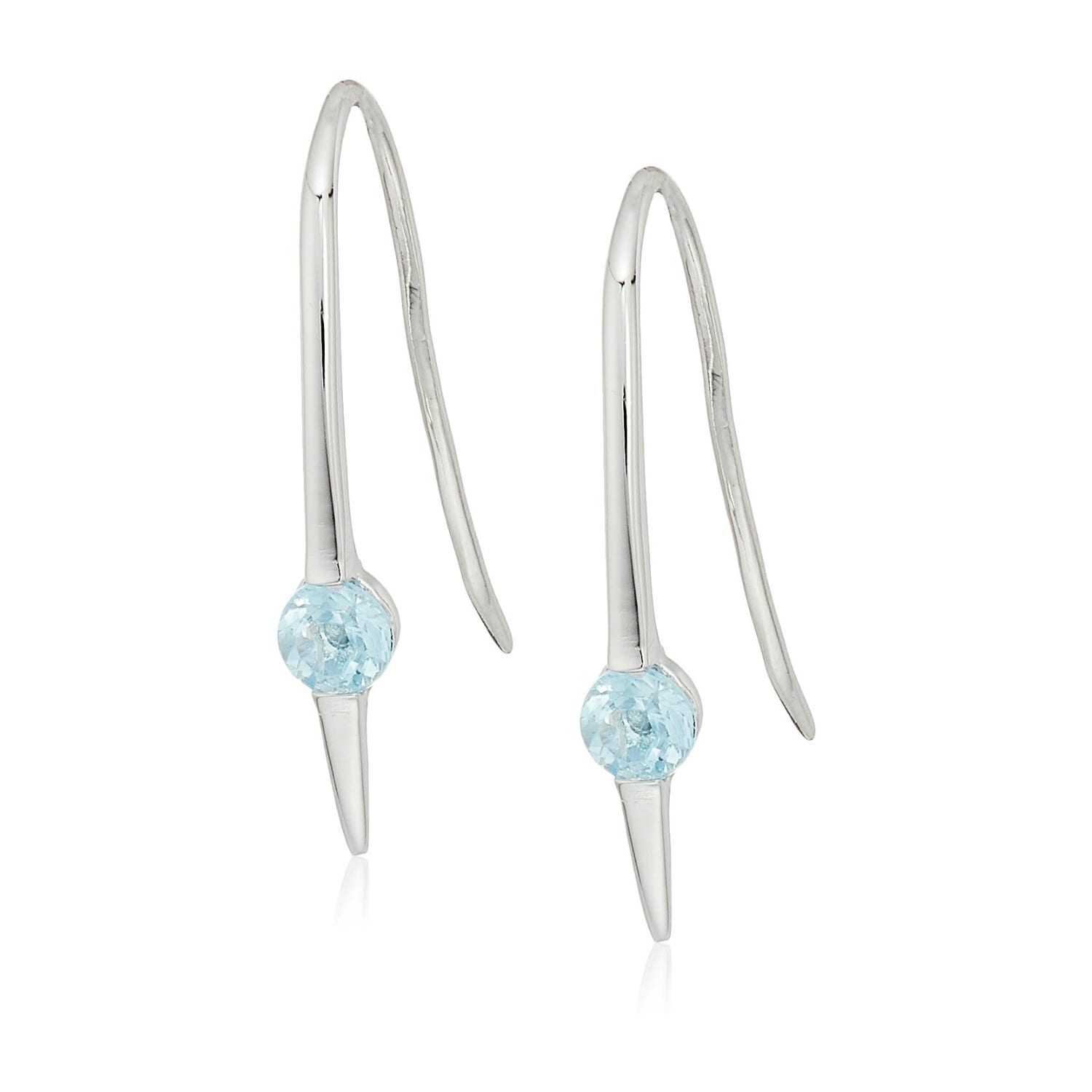 Pinctore Sterling Silver Sky blue topaz Wire Drop Earrings
