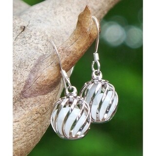 Reclaimed Vintage White Cold Cream Jar Cage Earrings. Opens flyout.