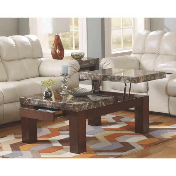 Shop Signature Design By Ashley Kraleene Dark Brown Coffee Table With Lift Top And Drawers Overstock 20965992