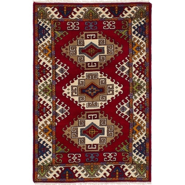 Hand-knotted Royal Kazak Red Wool Rug
