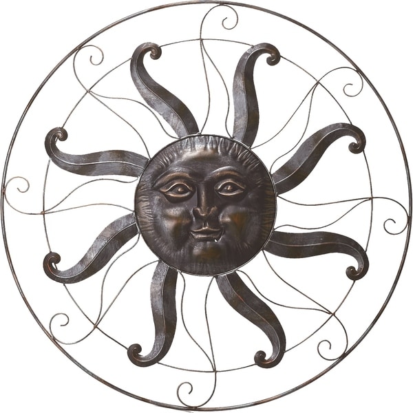 Large Metal Sun Face Wall Decor - Overstock - 20966261