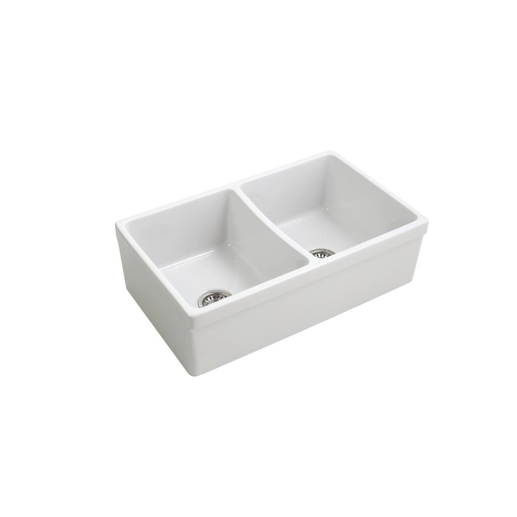 Opera Farmhouse Fireclay 33 in. 50/50 Double Bowl Kitchen Sink