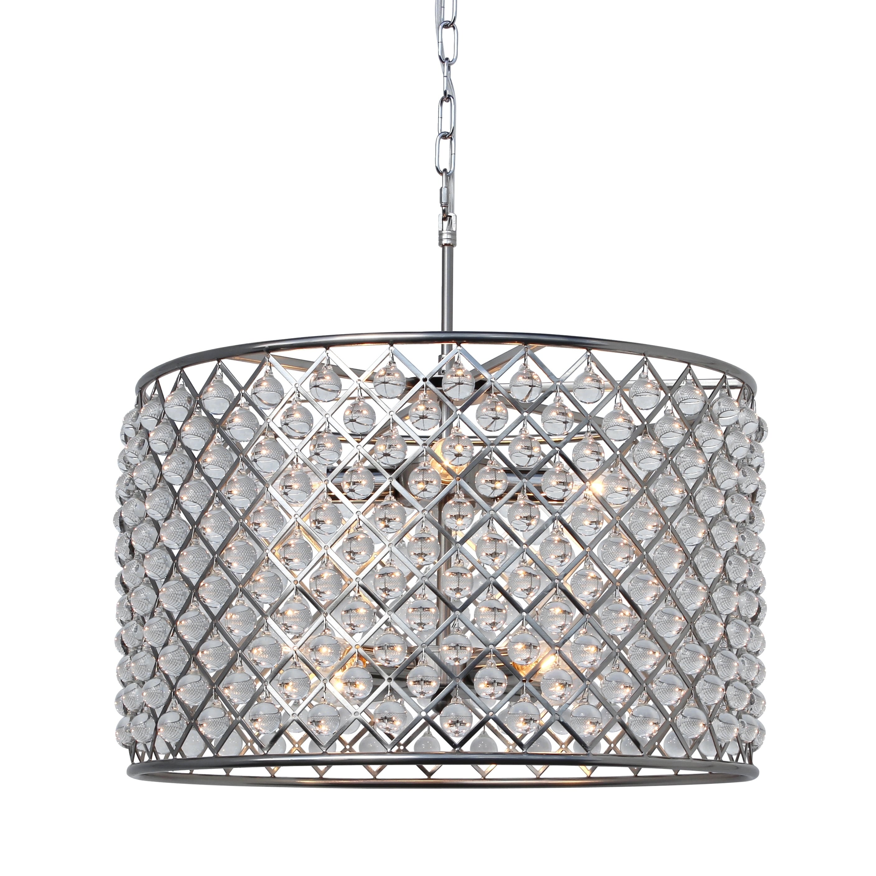 Cassiel Crystal Drum Chandelier, Brushed Nickel - Chandeliers For Bedrooms by Overstock.com
