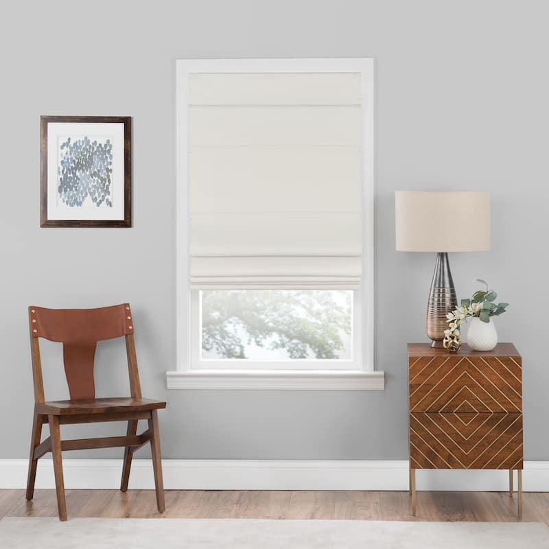 Porch & Den Blanton Ivory Cordless Blackout Roman Shade