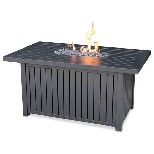 LP Gas Outdoor Fire Pit with Aluminum Mantel - Overstock - 20967549