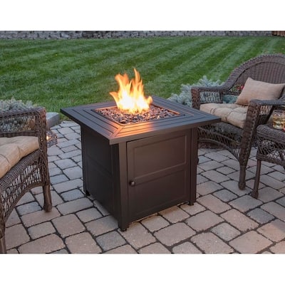 LP Gas Outdoor Fire Pit with Steel Mantel