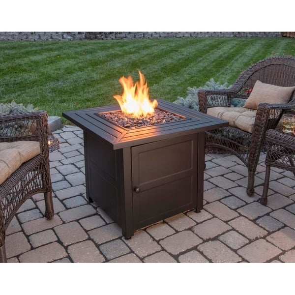 LP Gas Outdoor Fire Pit with Steel Mantel - On Sale - Overstock - 20967561