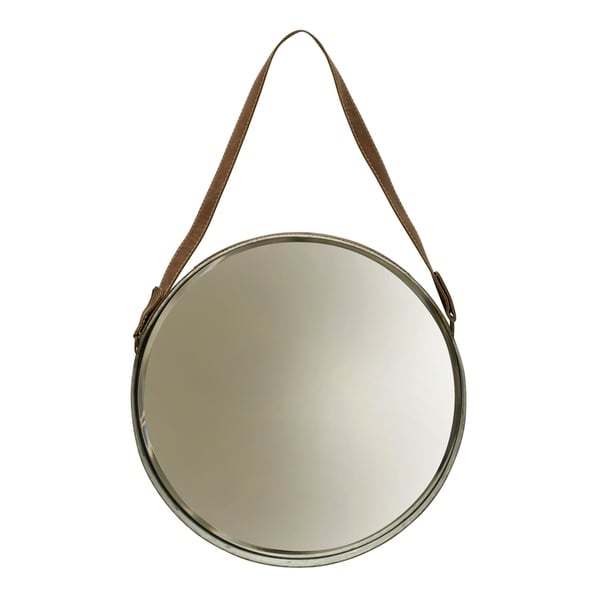 Leather Belted Farmhouse Round Silver Frame Wall Mirror Free Leather Belted Farmhouse Round Silver Frame Wall Mirror Free Shipping Today 20968188