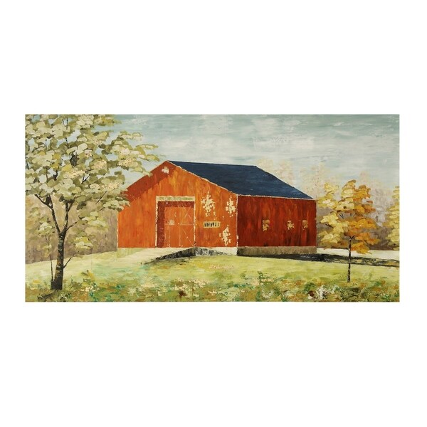 Shop Textured Barn House Hand Painted Stretched Canvas Wall Art Free Shipping Today