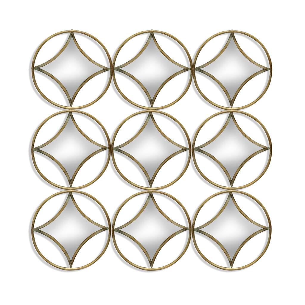 Circle Metal Gold Wall Décor With Triangle Mirrors