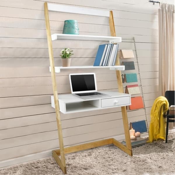 Shop Freestanding Ladder Desk With Drawer Solid American Maple Frame Overstock 20969000