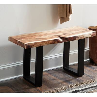 Alpine Natural Live Edge 36" Wood Bench, Natural