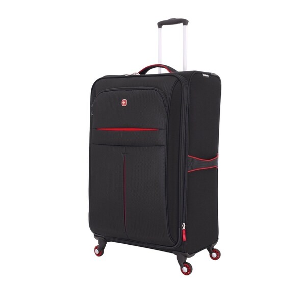 red lightweight suitcase