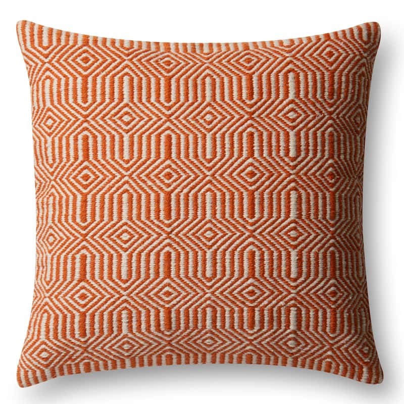 22-inch Indoor/Outdoor Geometric Throw Pillow OR Cover - Pillow Covers - N/A - Orange
