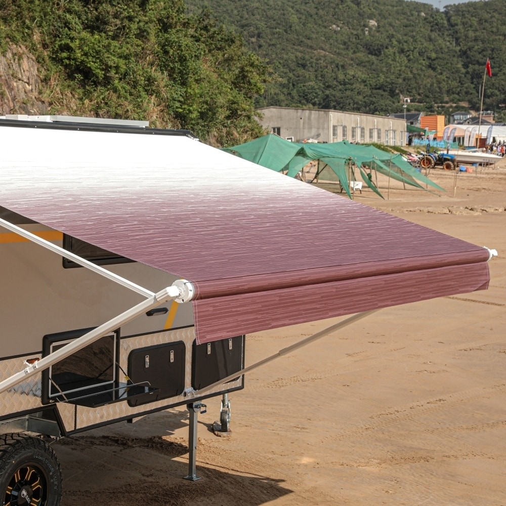 Aleko 8x8 Retractable Rv Or Home Patio Canopy Awning Burgundy Fade Color For Sale Online Ebay