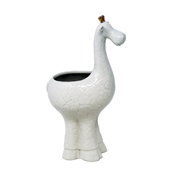 Sagebrook Home Decorative Ceramic Giraffe Planter Gold White Sagebrook Home Decorative Ceramic Giraffe Planter Gold White
