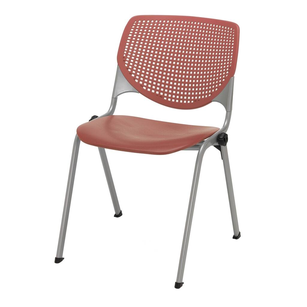 KFI KOOL Poly Stack Chair with Perforated Back, Coral