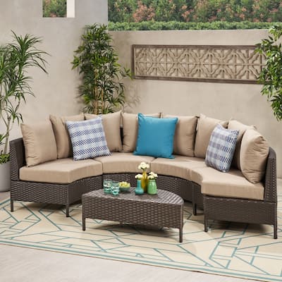 Newton Outdoor 4-seater Sectional Sofa Set by Christopher Knight Home