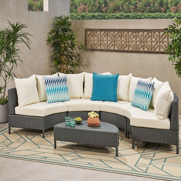 Shop Newton Outdoor 4 Seater Curved Wicker Sectional Sofa Set with