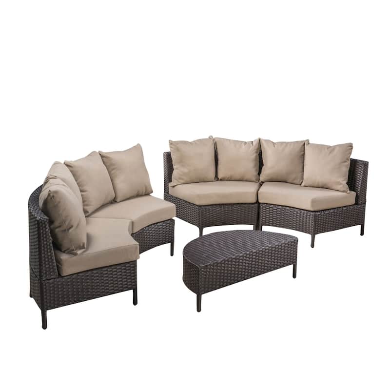 Newton Outdoor 4-seater Sectional Sofa Set by Christopher Knight Home