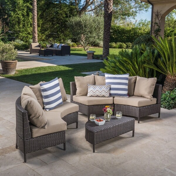 Shop Newton Outdoor 5-piece Dark Brown Wicker Lounge Set with Cushions ...