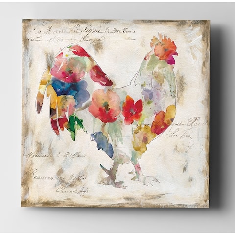 Flowered Rooster - Premium Gallery Wrapped Canvas