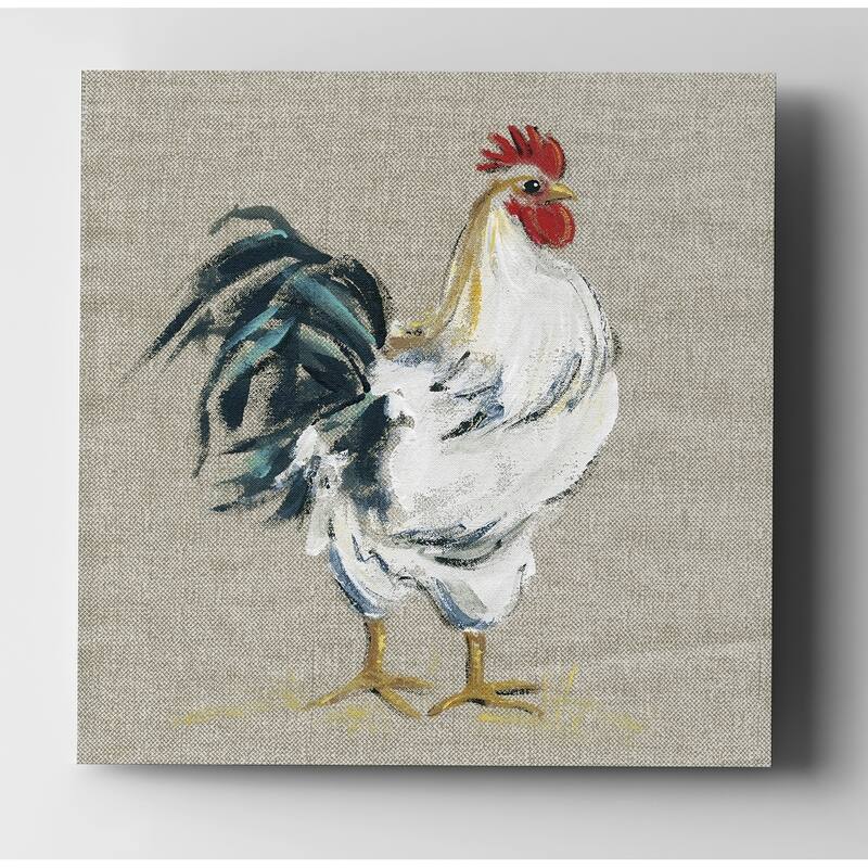 Linen Rooster I - Premium Gallery Wrapped Canvas
