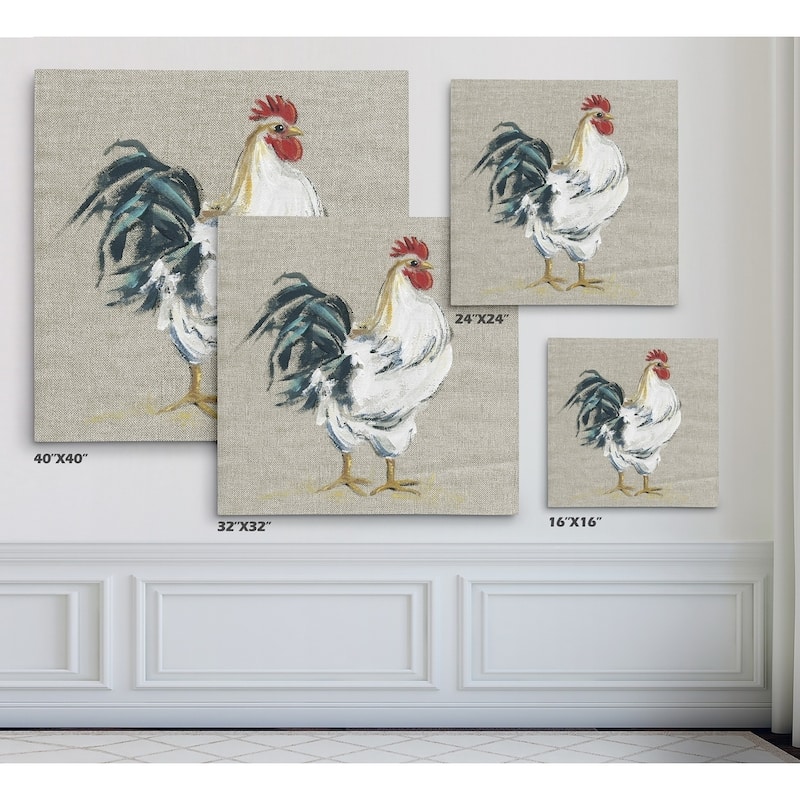 Linen Rooster I - Premium Gallery Wrapped Canvas