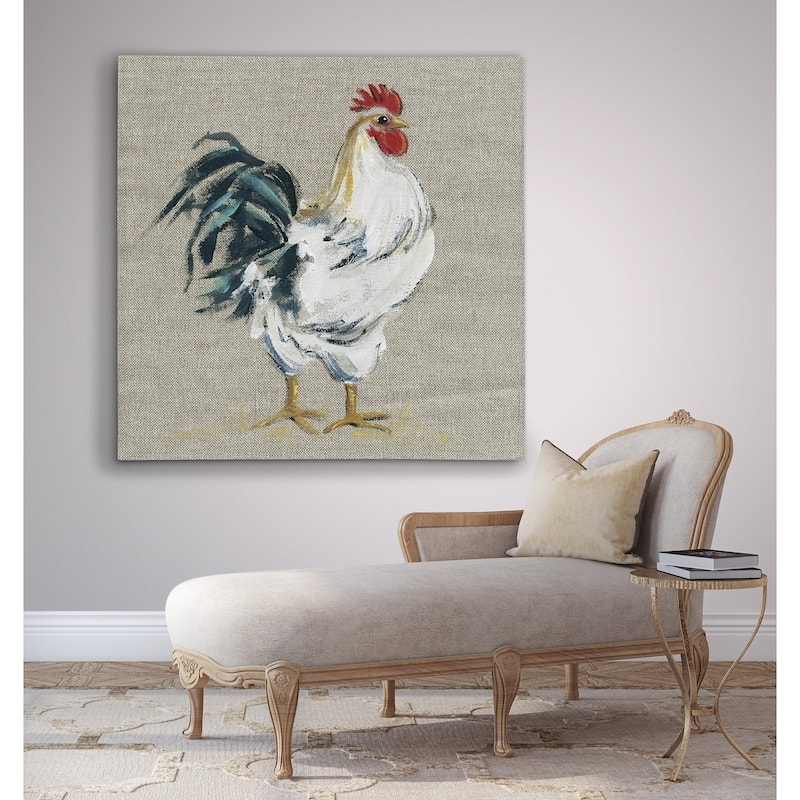 Linen Rooster I - Premium Gallery Wrapped Canvas