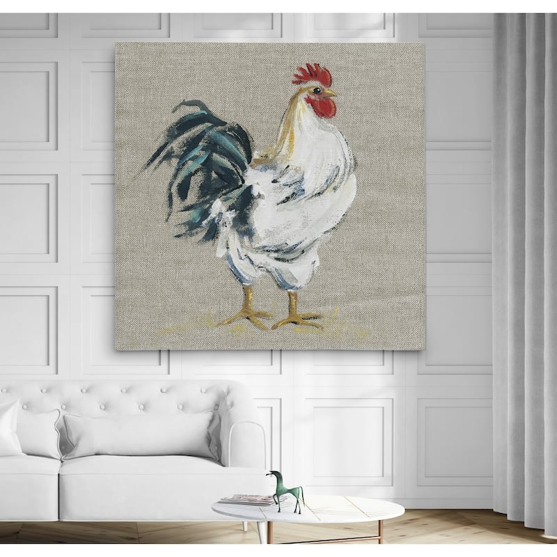 Linen Rooster I - Premium Gallery Wrapped Canvas