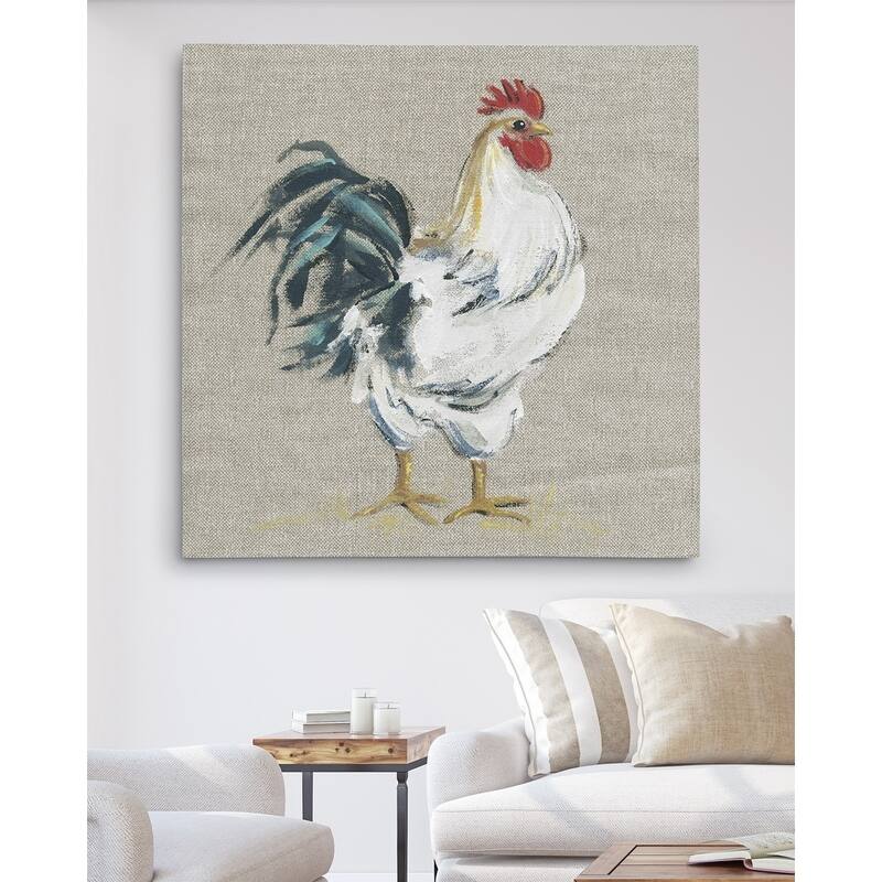 Linen Rooster I - Premium Gallery Wrapped Canvas
