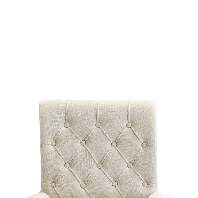 Diamond Tufted Upholstered Dining Chair, Cream & Smokey Black