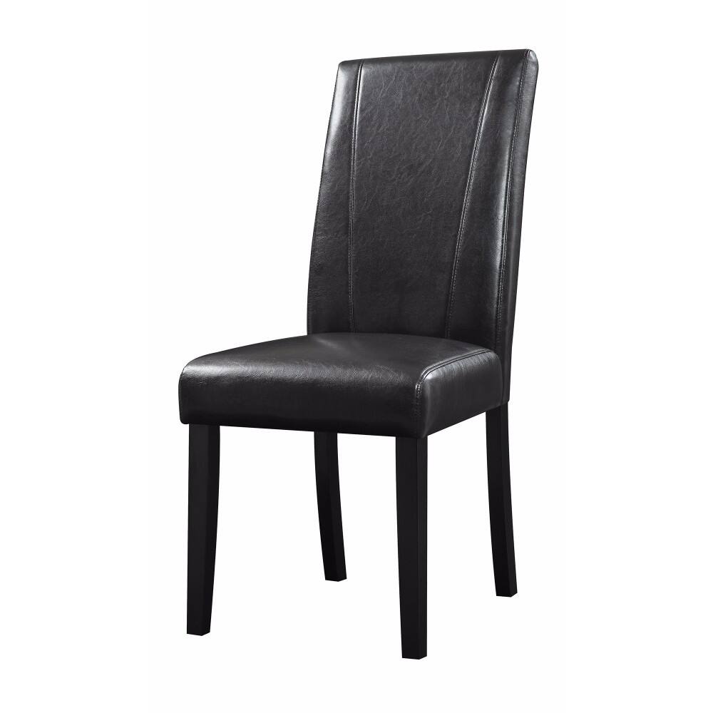 Leather High-Back Contemporary Parson Dining Chair, Black, Set of 2