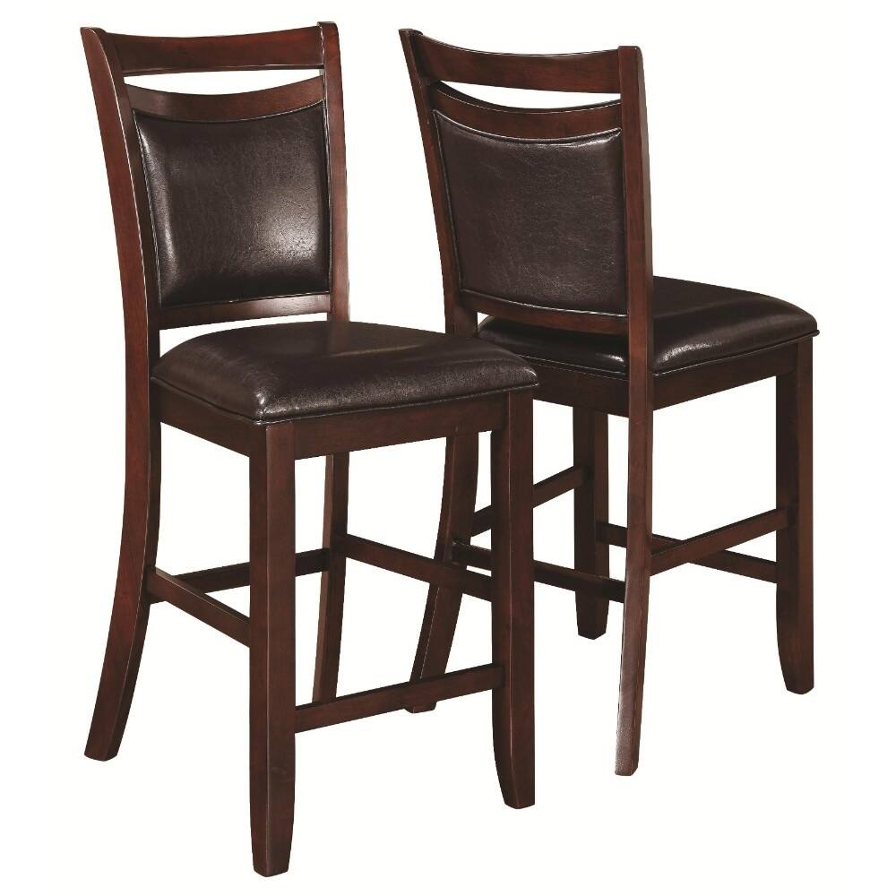 Transitional Counter Height Dining Chair, Dark Brown, Set of 2