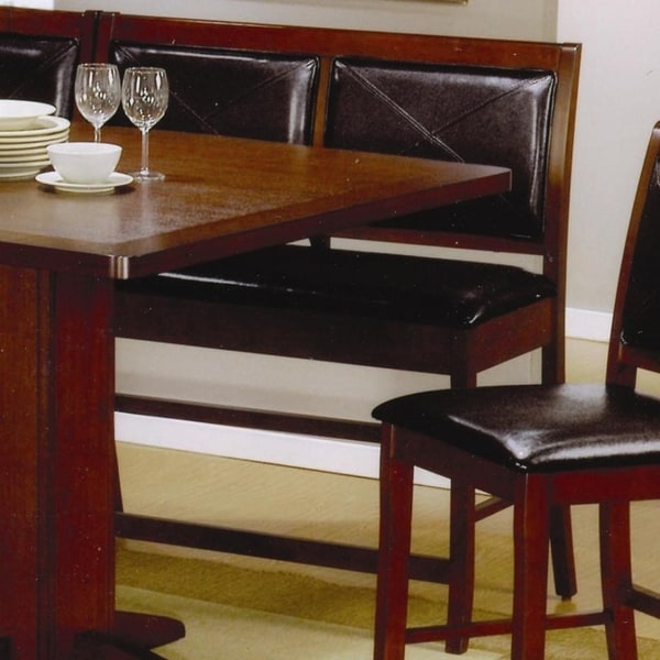 Counter Height Dining Bench With Faux Leather Seat And Back Counter Height Dining Bench With Faux Leather Seat And Back Dark Brown Set Of