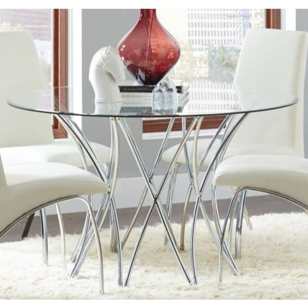 Round Gl Top Dining Table With Chrome Base Clear Free Round Gl Top Dining Table With Chrome Base Clear