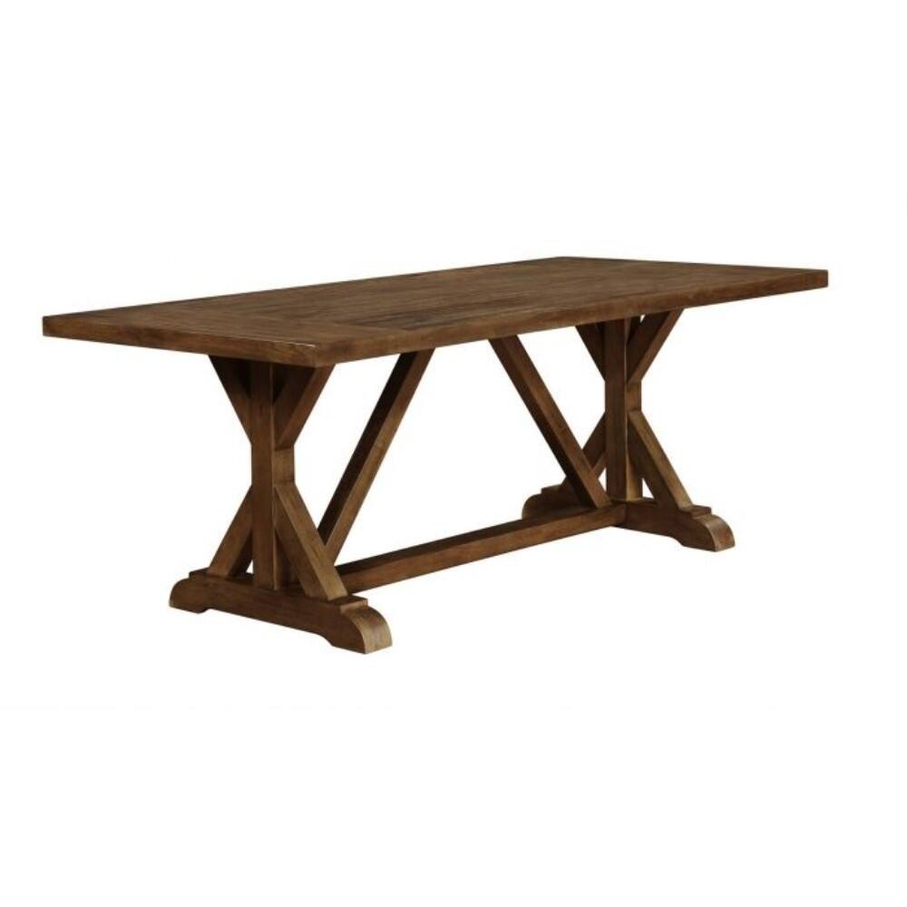 Rustic Craftsman Base Dining Table, Brown