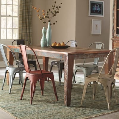 Rustically Charmed Multi Color Dining Table, Multi Color