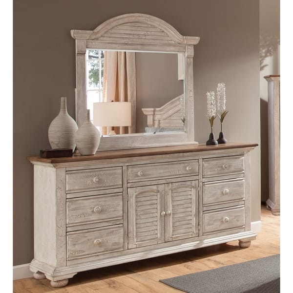 Shop Carlyle Crackled White Triple Dresser And Optional Dressing