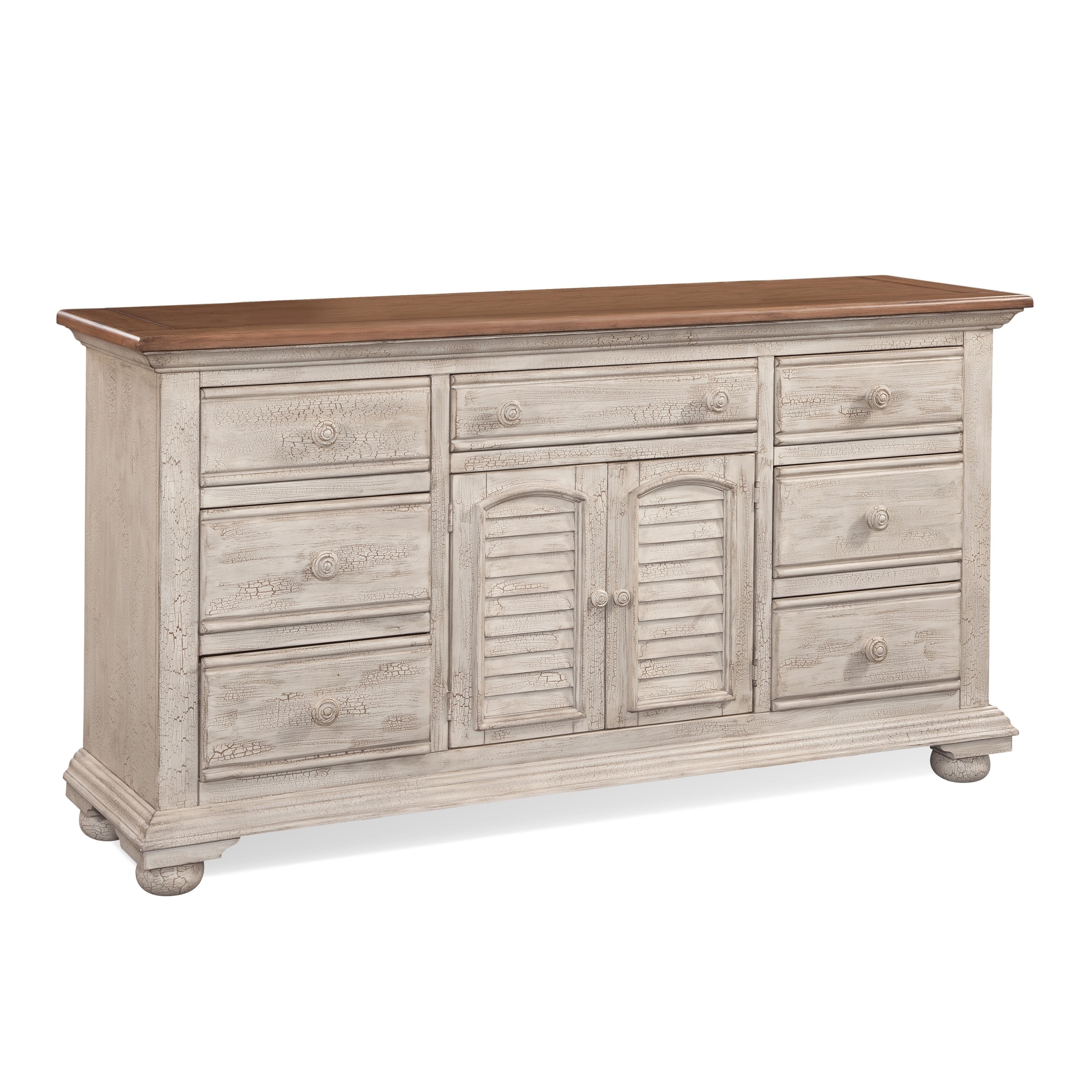 Shop Carlyle Crackled White Triple Dresser And Optional Dressing