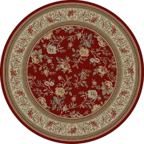Concord Global Ankara Botanical Red Round Rug - 5'3" x 5'3"