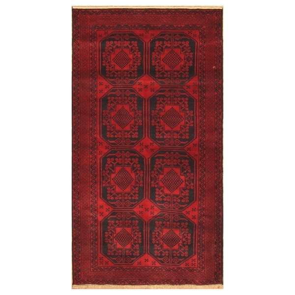 Handmade One-of-a-Kind Balouchi Wool Rug (Afghanistan) - 3'3 x 6'. Opens flyout.